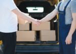 Delivery service send to customer receiving package