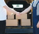 Delivery service send to customer receiving package