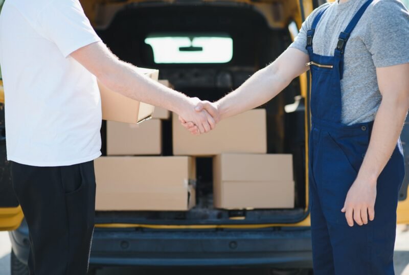 Delivery service send to customer receiving package
